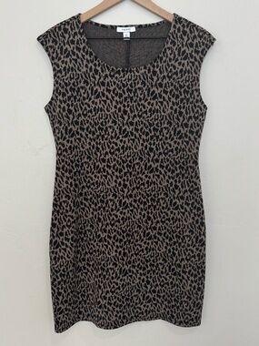 Nine West Leopard Print Mini Dress Size M Stretch Knit‎ Body Con Short Sleeve
